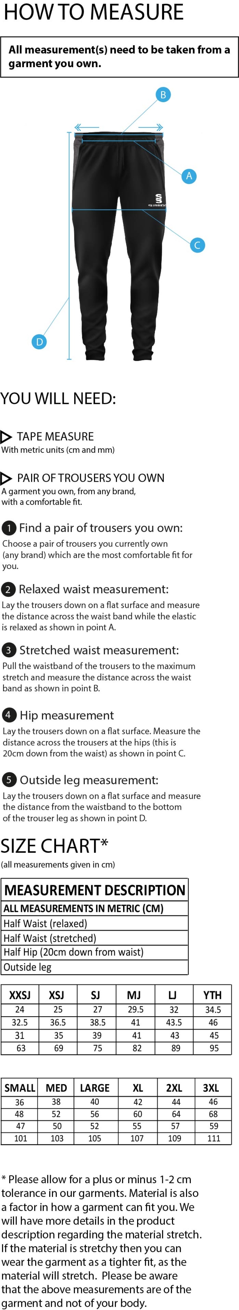 MPSC DUAL TEK PANTS - Size Guide