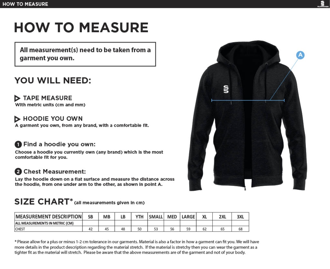 MPS DUAL FULL ZIP HOODY - Size Guide